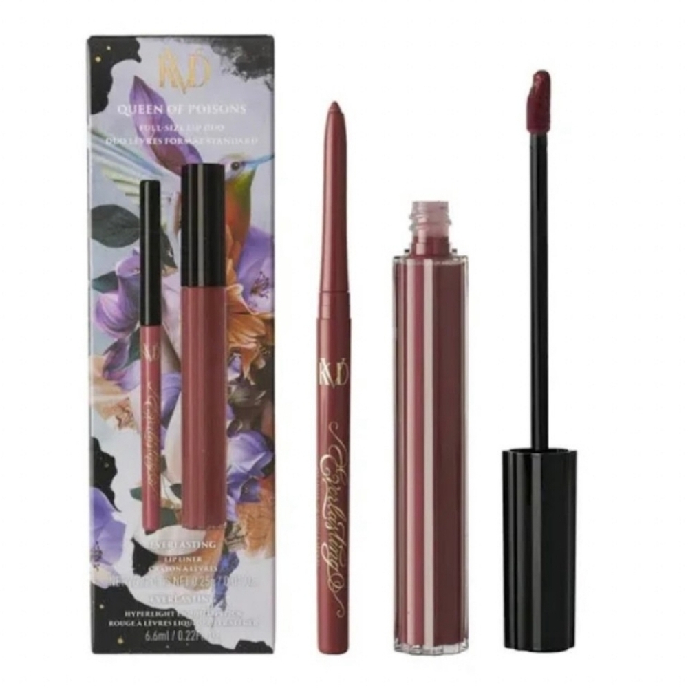 NIB Kat Von D Smudge-Proof Lip Bundle Duo, Queen of Poisons